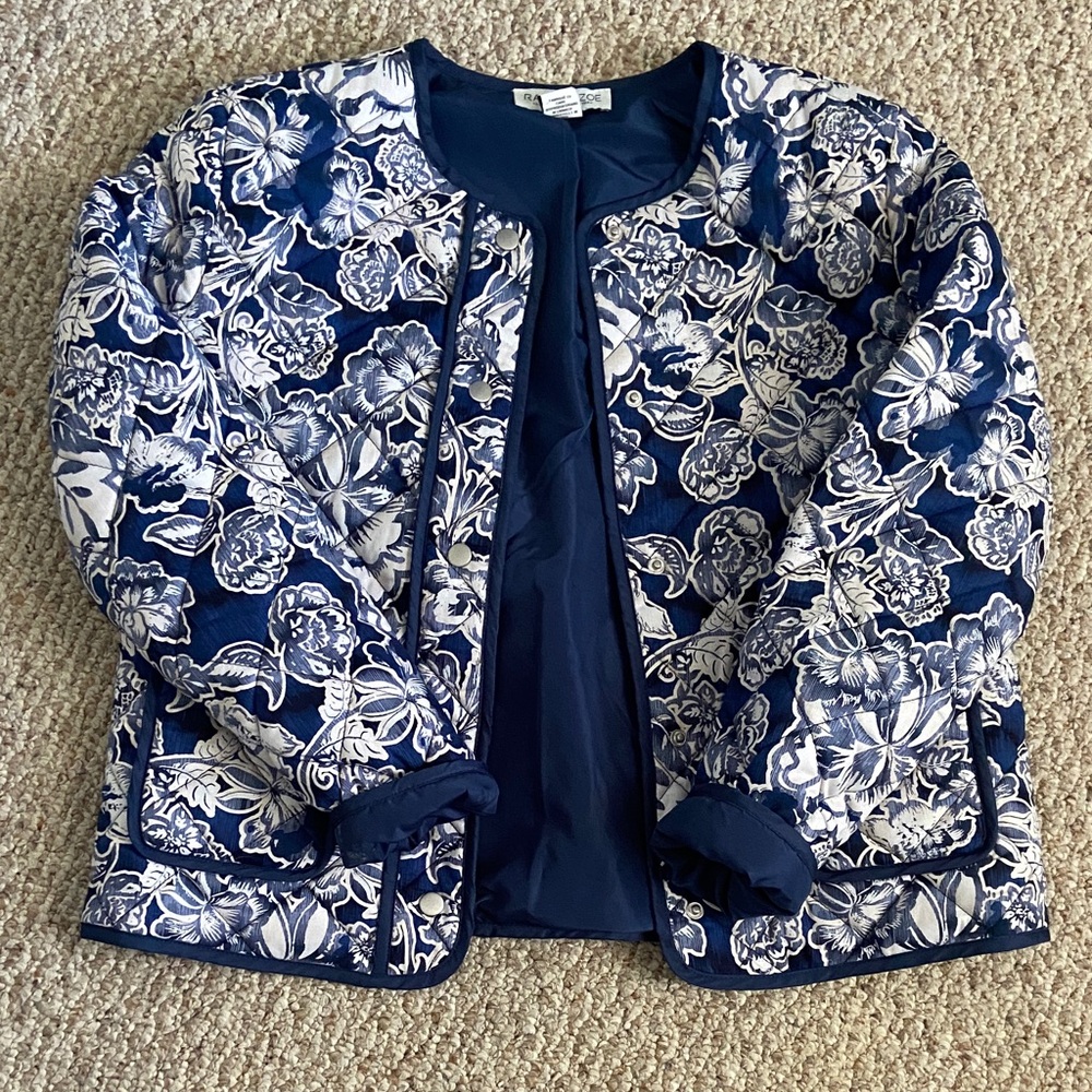 Rachel Zoe Blue and White Floral Blazer